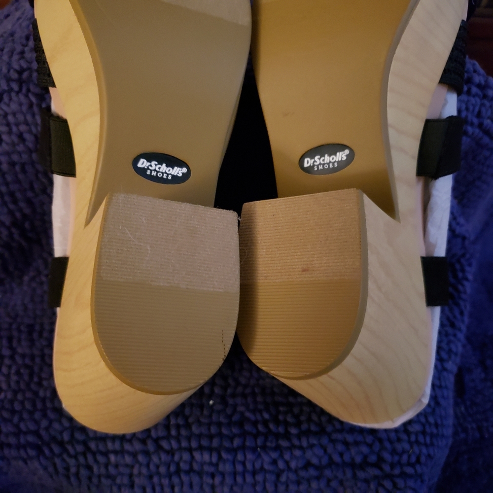 BNWT - NIB DR. SCHOLL'S BLOSSOM black / tan platform (9) - Picture 3 of 10